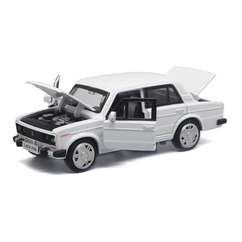 XGFFBAGB 1/32 Für Lada 2106 Legierung Spielzeug Auto Modell Metall Druckguss Sound Licht Ziehen Spielzeug Fahrzeug Sammlung Geschenk(White,No Box) von XGFFBAGB