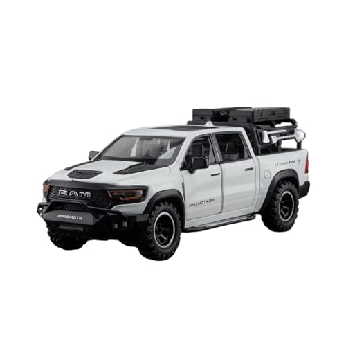 XGFFBAGB 1/32 Für RAM 1000 TRX Mammoth Pickup Legierung Auto Modell Sound Und Licht Zurückziehen Spielzeug Sammlerstücke Geburtstag Geschenk(White,No Box) von XGFFBAGB