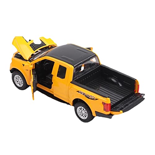 XGFFBAGB 1/32 Für Raptor F150 Legierung Automodell Druckguss Metallkarosserie Mit Pull Back Sound Und Licht Pickup Spielzeugfahrzeuge(Yellow,No Box) von XGFFBAGB