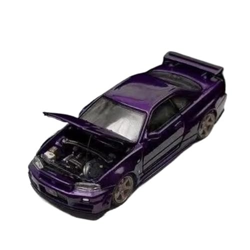 XGFFBAGB 1/64 Für GTR R34 Open Cover TM Legierung Auto Modell Sammlung Dekoration(Purple,with Box) von XGFFBAGB