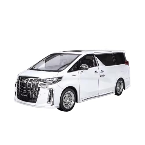 XGFFBAGB 1:18 Für Alphard Legierung Autos Modell Spielzeug Tür Geöffnet MPV Auto Spielzeug Mit Ton Und Licht Pull Back Fahrzeug Geschenke(White,No Box) von XGFFBAGB