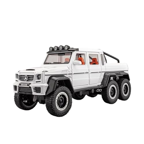 XGFFBAGB 1:18 Für G63 6X6 Off Road SUV Legierung Metall Druckguss Auto Modell Sound & Licht Sammlerstücke Geschenk(White,No Box) von XGFFBAGB