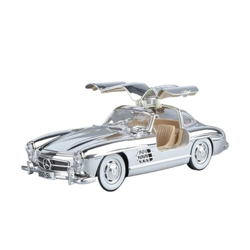 XGFFBAGB 1:24 Für 300SL Legierung Auto Modell Druckguss Metall Spielzeug Fahrzeuge Auto Modell Sound Licht Sammlung Geschenke(Silver,with Box) von XGFFBAGB