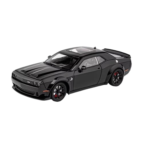 XGFFBAGB 1:24 Für Challenger SRT Hellcat Legierung Musle Auto Modell Druck Druck Metall Sport Auto Fahrzeuge Modell Sound Licht Spielzeug Geschenk(Black,with Box) von XGFFBAGB