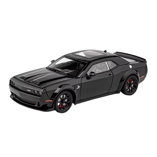 XGFFBAGB 1:24 Für Challenger SRT Hellcat Legierung Musle Auto Modell Druckguss Metall Sport Auto Modell Sound Und Licht Spielzeug Geschenk(Black,No Box) von XGFFBAGB