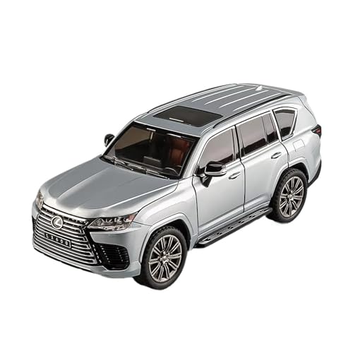 XGFFBAGB 1:24 Für LX600 SUV Legierung Auto Modell Druckguss Metall Spielzeug Geländewagen Auto Modell Sound Und Licht Spielzeug Geschenk(Silver,with Box) von XGFFBAGB