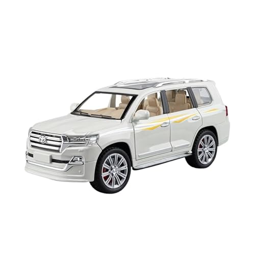 XGFFBAGB 1:24 Für Land Cruiser Off Road SUV Legierung Metall Diecast Auto Modell Sound Und Licht Modell Spielzeug Sammlung(White,with Box) von XGFFBAGB