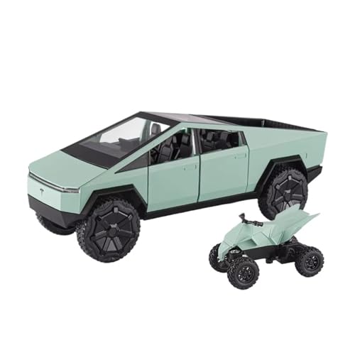 XGFFBAGB 1:24 Für Tesla Pickup Modell Legierung Auto Geländewagen Sound Und Licht Zurückziehen Spielzeug Auto Sammlung Dekoration Geschenk(Green,with Box) von XGFFBAGB