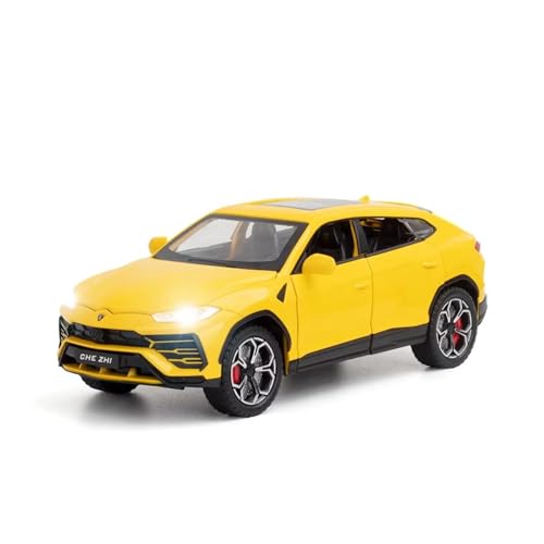 XGFFBAGB 1:24 Für Urus Legierung Diecast Modelle Spielzeug Autos Mit Licht Musik Sportwagen 6 Türen Geöffnet Fahrzeuge Modell Geschenk Spielzeug(Yellow,with Box) von XGFFBAGB