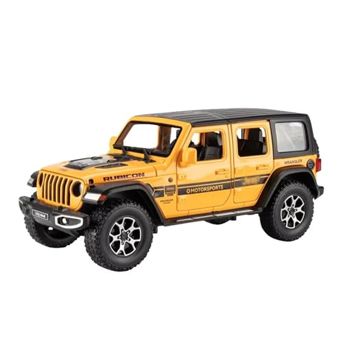 XGFFBAGB 1:24 Für Wrangler Rubicon Legierung Druckguss & Spielzeugfahrzeuge Metall Spielzeugauto Modell Sound Und Licht Zurückziehen Sammlung Spielzeug Geschenk(Yellow,No Box) von XGFFBAGB