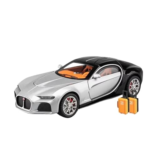 XGFFBAGB 1:24 Legierung Sportwagen Modell Druckguss Metall Spielzeug Fahrzeuge Auto Modell Sound Und Licht Spielzeug Geschenk(Silver Black,No Box) von XGFFBAGB