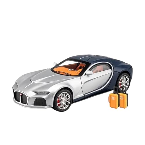 XGFFBAGB 1:24 Legierung Sportwagen Modell Druckguss Metall Spielzeug Fahrzeuge Auto Modell Sound Und Licht Spielzeug Geschenk(Silver Blue,No Box) von XGFFBAGB