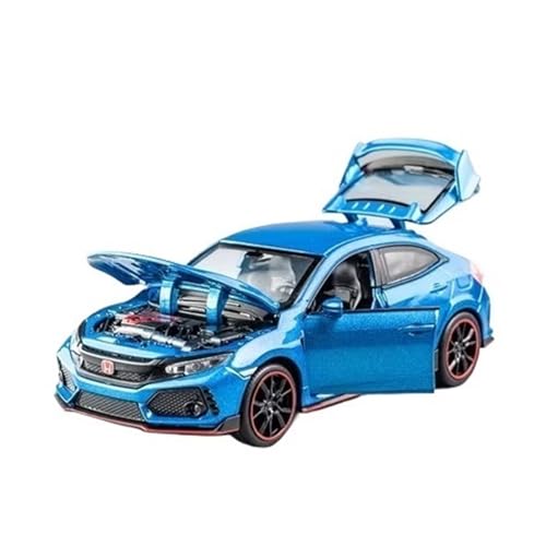 XGFFBAGB 1:32 Für Civic Type-R Legierung Druckguss Spielzeug Fahrzeuge Metall Auto Modell Sound Licht Auto Spielzeug Sammlerstücke Geschenke(Blu,No Box) von XGFFBAGB