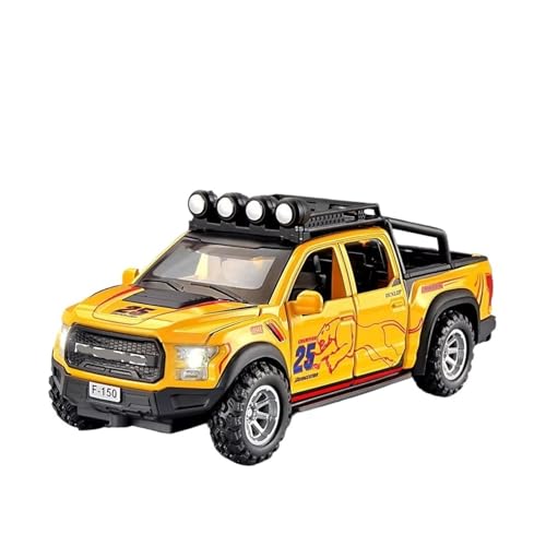 XGFFBAGB 1:32 Für F150 Legierung Pickup Auto Modell Druckguss Metall Spielzeug Geländewagen Auto Modell Sammlung Sound Und Licht Geschenk(Yellow,No Box) von XGFFBAGB