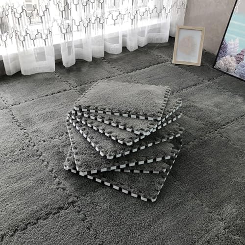 10-teiliges Set aus Flauschigen, ineinander greifenden Teppichfliesen aus Plüsch, quadratische Schaumstoff-Teppiche, Puzzle-Spielmatte, Schaumstoff-Bodenfliesen für Schlafzimmer, 3 von XGFXGF