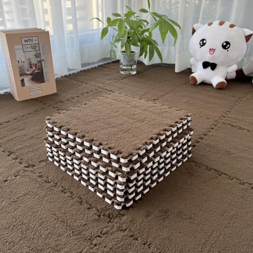 10-teiliges Set aus Flauschigen, ineinandergreifenden Plüsch-Teppichfliesen, quadratisches Schaumstoff-Teppichset, Puzzle-Spielmatte, Schaumstoff-Bodenfliesen für Schlafzimmer, 30, von XGFXGF