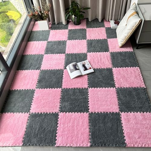 40-teilige Plüsch-Puzzle-Bodenmatte aus Schaumstoff für Spielzimmer, ineinander greifende Teppichquadrate für das Wohnzimmer, Teppiche aus Schaumstofffliesen, 30 x 30 cm (Größe: 0, von XGFXGF