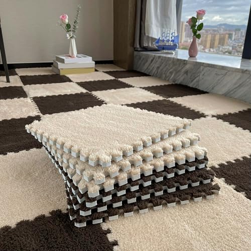 60-teilige Schaumstoff-Bodenmatte fürs Bett, 12-Zoll-Plüsch-Boden-Puzzle-Spielmatte, ineinander greifender Teppich, Puzzle-Bodenfliesen, Schaumstofffliesenmatte (Größe: 0,23 Zoll, von XGFXGF