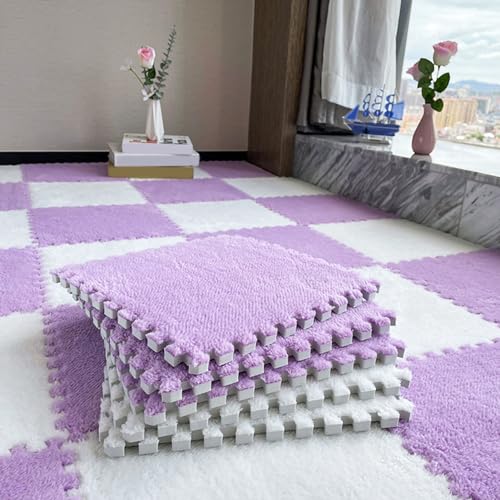60-teilige Schaumstoff-Bodenmatte fürs Bett, 12-Zoll-Plüsch-Boden-Puzzle-Spielmatte, ineinandergreifender Teppich, Puzzle-Bodenfliesen, Schaumstofffliesenmatte (Größe: 0,23 Zoll, F von XGFXGF