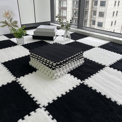 60-teilige Schaumstoff-Bodenmatte fürs Bett, 12-Zoll-Plüsch-Boden-Puzzle-Spielmatte, ineinandergreifender Teppich, Puzzle-Bodenfliesen, Schaumstofffliesenmatte (Größe: 0,39 Zoll, F von XGFXGF