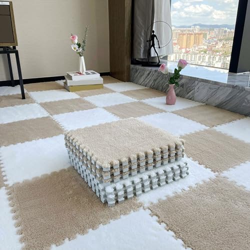 60-teilige Schaumstoff-Bodenmatte fürs Bett, 12-Zoll-Puzzle-Bodenspielmatte aus Plüsch, ineinandergreifender Teppich, Puzzle-Bodenfliesen, Schaumstofffliesenmatte (Größe: 0,39 Zoll von XGFXGF