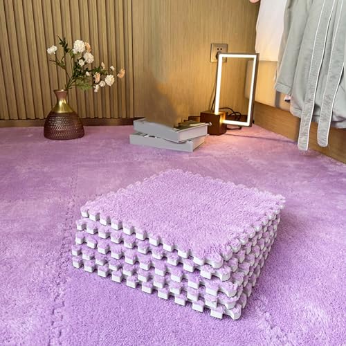 Plüsch-Puzzle-Bodenmatte aus Schaumstoff, 150 Stück, 13,6 m², ineinander greifende Teppichfliesen, weiche quadratische Spielmatte, Spielzimmer, Schlafzimmer, 30,5 x 30,5 cm (Größe: von XGFXGF