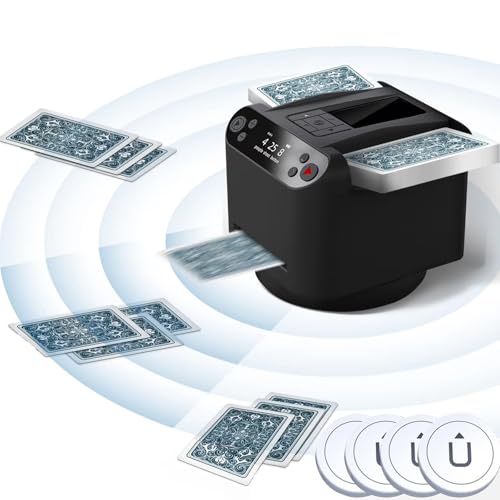 Automatischer Kartenmisch- und Dealer-Automat, um 360° drehbarer Smartcard-Handelsautomat, 4 kabellose Dealer-Tasten, Casino-Spielkartentisch-Zubehör for Poker, UNO, Blackjack, Texas Hold'em(Black) von XGHDPBM