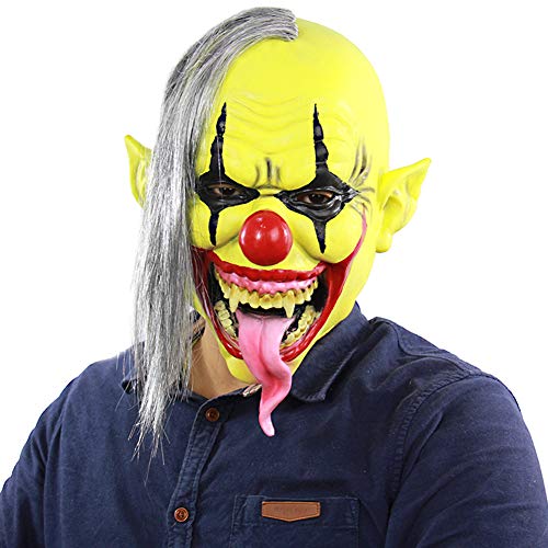 XGOPTS Clown-Maske Halloween Erwachsene Halloween-Maske Schrecklich Vollmaske Gruselig Hexemaske Gummi Geistermaske Horror Kostümzubehör Fasching Cosplay Verkleidung Karneval Fastnacht von XGOPTS