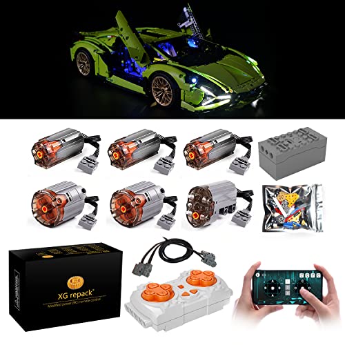 XGREPACK Power Motor Fernbedienung Kit für Lego Technic Lamborghini Sián FKP 37 42115 (Lego Set Nicht enthalten) (Motor+licht) von XGREPACK