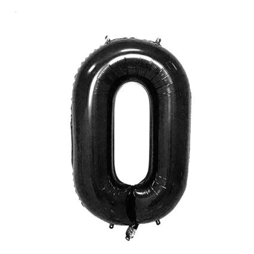 Geburtstagsballon 10 Stück 40-Zoll-Schwarz-Zahlenballon, Großer Schwarzer 40-Zoll-Zahlenballon, Aluminiumfolien-Hebeballon, Schwarz 0 von XHBGXMV