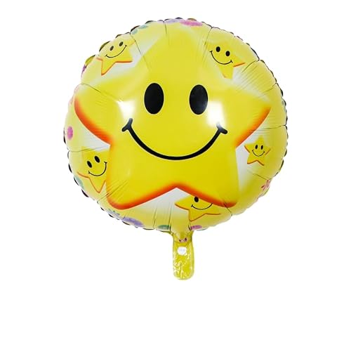 Geburtstagsballon 10 Stück Dekorative Luftballons, 18 Zoll, Runder Smiley-Gesichtsausdruck, Taschenballon, Aluminiumfolie, Ausdruck, Geburtstagsballon, Gelb 2 von XHBGXMV