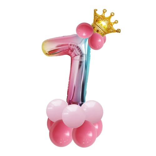 Geburtstagsballon 10 Stück Geburtstagsballons Mit Farbverlauf, Digitaler Ballon, Krone, Geburtstagsfeier, Aluminiumfolienballon, 32 Zoll, Digitaler Aluminiumfolienballon, Nummer 7 von XHBGXMV