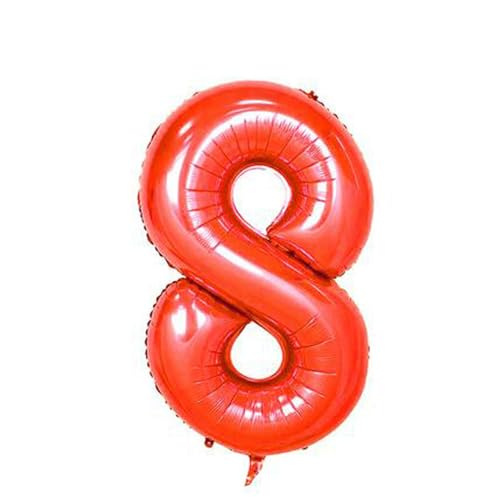 Geburtstagsballon 10 Stück Nummerierte Luftballons, Ballondekoration, Party, 40 Zoll, Rote Amerikanische Version, Nummerierte Luftballons Aus Aluminiumfolie – Rot 8 von XHBGXMV