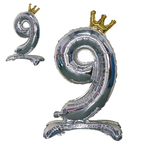 Geburtstagsballon 10 Stück Stehende Zahlenballons Aus Aluminiumfolie, Geburtstagsfeier, Hochzeitsdekoration, 81,3 Cm Großer Stehender Ballon – Nummer 9 von XHBGXMV