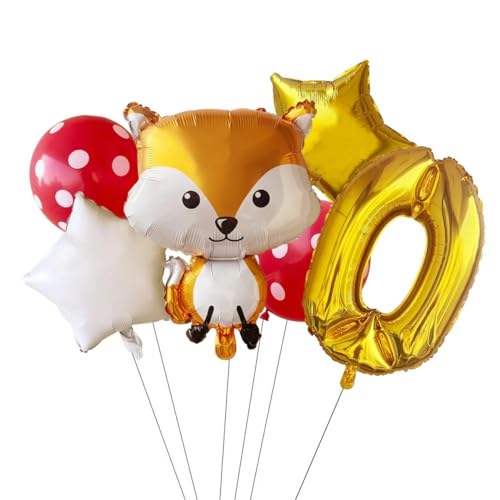 Geburtstagsballon 4 Stück Partyballons Mit Tiermotiv, Rote Punkte, Geburtstagsparty-Dekoration, 0 von XHBGXMV