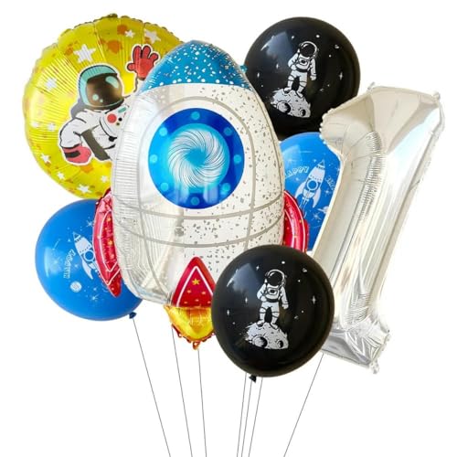 XHBGXMV Geburtstagsballon 4 Sätze Astronauten-Raketenjungen-Geburtstagsfeier-Aluminiumfolien-Ballon-Dekorationszubehör-1 von XHBGXMV