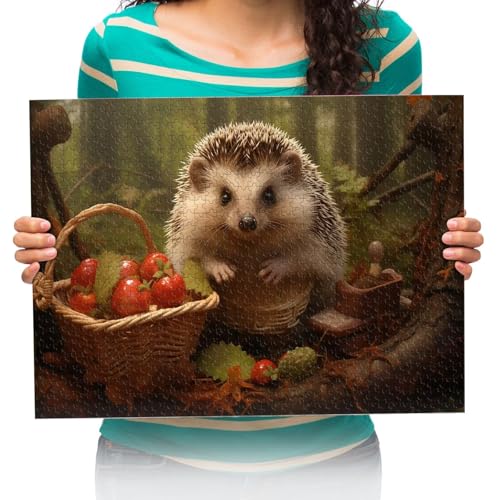 1000 PCS Puzzle Igel und Blumenkörbe Puzzles Schwieriges großes Puzzle Pädagogisches Stressabbau-Spielzeug für Erwachsene Kinder 75x50cm von XHENTAI