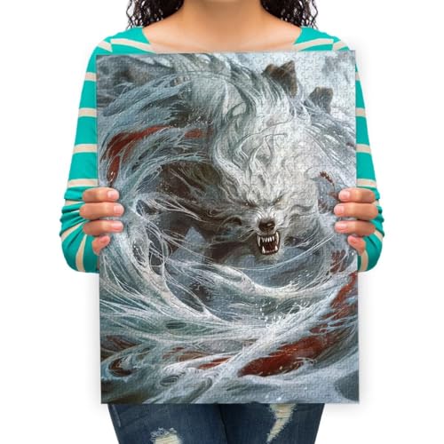 1000 Teile Puzzles für Erwachsene Kinder,Weißes Wolfstier Puzzle Schwierig und Herausforderung-1000 Teile 75x50cm von XHENTAI