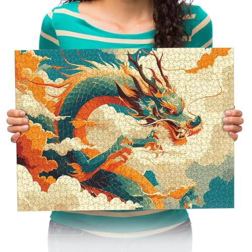 300 Teile Chinesische Drachenmalerei Holzpuzzle Landschaft Für Erwachsene Teens Puzzles Spielzeug 38 * 52cm von XHENTAI