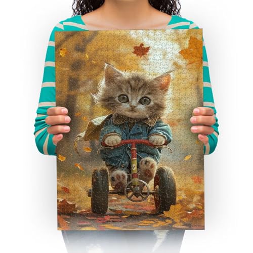 4000 PCS Puzzle Hauskatzen fahren Dreiräder Puzzles Schwieriges großes Puzzle Pädagogisches Stressabbau-Spielzeug für Erwachsene Kinder 141x87cm von XHENTAI