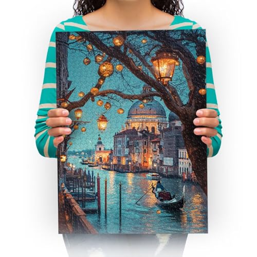 500 Teile Puzzles für Erwachsene Kinder,Blick auf die Stadt auf dem Wasser Puzzle Schwierig und Herausforderung-500 Teile 52x38cm von XHENTAI