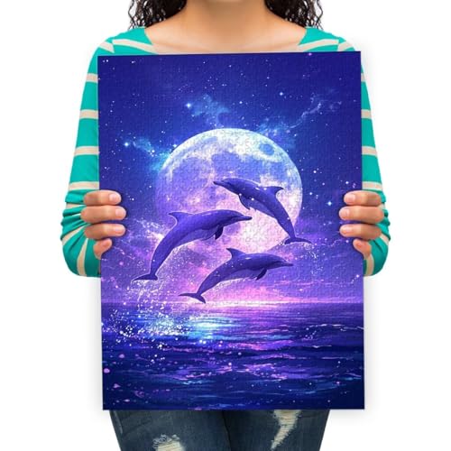 Erwachsene Puzzle Klassisches Puzzle 300 Teile Puzzle DIYMeerestier Delfinkunst Malerei Kinder Puzzle Freizeit Kreative Spiele Spielzeug Puzzles 52 * 38cm von XHENTAI