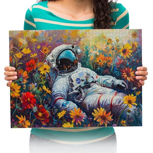 Erwachsenen Puzzle 1000 Teile 3D Puzzles Astronauten-Blumen DIY Frei Zeit Home Dekoration Kreative Kunst 75x50cm von XHENTAI