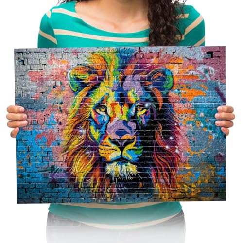 Erwachsenen Puzzle 1500 Teile 3D Puzzles Bemalter Tierlöwe DIY Frei Zeit Home Dekoration Kreative Kunst 87x57cm von XHENTAI