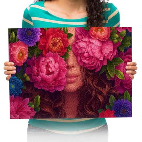 Erwachsenen Puzzle 300 Teile 3D Puzzles Frau unter den Blumen DIY Frei Zeit Home Dekoration Kreative Kunst 52 * 38cm von XHENTAI