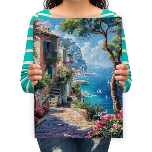 Erwachsenen Puzzle 300 Teile 3D Puzzles Kunstmalerei in Küstenstadt DIY Frei Zeit Home Dekoration Kreative Kunst 52x38cm von XHENTAI