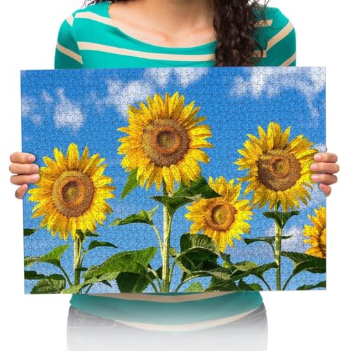 Erwachsenen Puzzle 300 Teile 3D Puzzles Sonnenblumenblüten DIY Frei Zeit Home Dekoration Kreative Kunst 52x38cm von XHENTAI