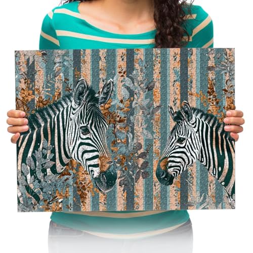 Erwachsenenpuzzle 1000 Teile Puzzle Tierische Zebras - Puzzle 1000 Teile Landschaft - 1000 Teile Puzzle Games für Kinder ab 14 Jahren 75x50cm von XHENTAI