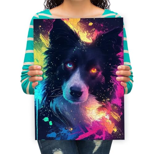 Erwachsenenpuzzle 2000 Teile Klassisches Puzzle Aus Holz Puzzles- Border Collie bemalt -Kind Geschenk Wohnkultur Modern Festival DIY Geschenk Intellektuelles Spiel 100x70cm von XHENTAI