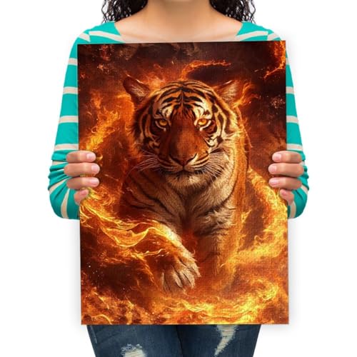 Erwachsenenpuzzle 6000 Teile Klassisches Puzzle Aus Holz Puzzles- Flammentier Tiger -Kind Geschenk Wohnkultur Modern Festival DIY Geschenk Intellektuelles Spiel 179x105cm von XHENTAI